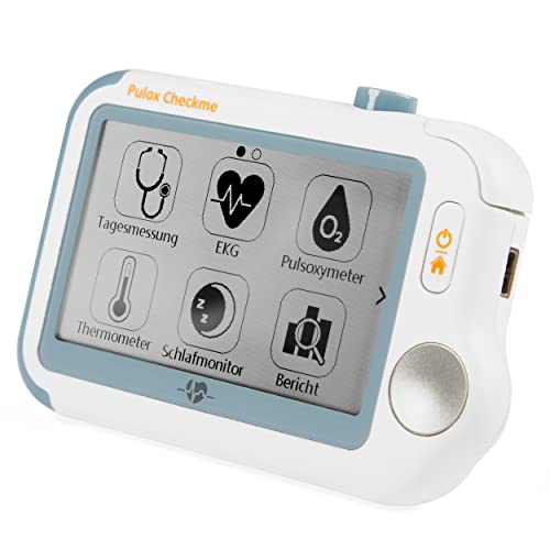 Pulox by Viatom Checkme Pro Tragbarer EKG Monitor mit Pulsoximeter, Blutdruckmessung, Thermometer Vitalcheck