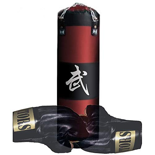 Sandsack Boxsack Katrate original 120cm mit Halterung + Handschuhe NEU (Karate Schwarz Rot)