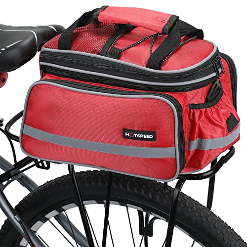 Selighting Gepäckträgertasche wasserdichte Fahrradtasche Hinterradtasche Gepäckträger Tasche mit Regenhülle (Rot)