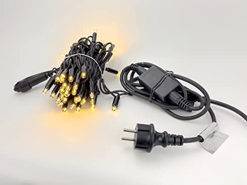 LEDZEIT - Profi Serie - LED Basis Lichterkette, mit Netzkabel, 6m, 60 Warmweiß LEDs, Dauerlicht, Erweiterbar bis zu 200m, IP67, Extra Robust, Profi System, Außen und Innen