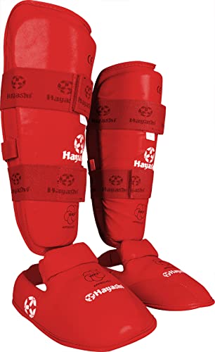 Hayashi Karate Schienbeinschutz und Spannschutz (WKF Approved) - rot, Gr. S