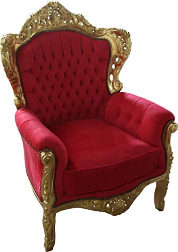 Casa Padrino Barock Sessel King Rot/Gold Mod2 - Möbel im Antikstil
