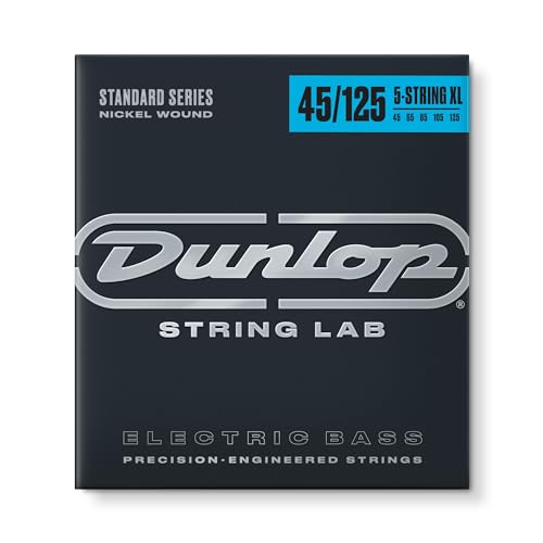 Dunlop Bass Nickel Wound DBN45125XL Saitensatz für Bässe, 5 Saiten, 125 Zoll (mittel), sehr lange Mensur