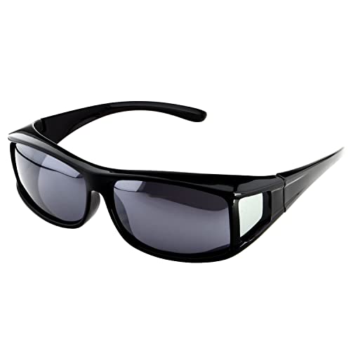 ACTIVE SOL Überzieh-Sonnenbrille für Herren | Sonnen-Überbrille UV400 | polarisiert | Fit-over Polbrille für Brillenträger (schwarz glänzend)
