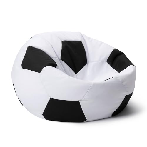 Lumaland Fussball-Sitzsack (110 cm Ø): Der Hattrick fürs Sitzgefühl | So geht stilechtes Mitfiebern sowohl Indoor als auch Outdoor I Mit über 2,5 Mio. anpassungsfähigen EPS-Perlen | Waschbarer Bezug