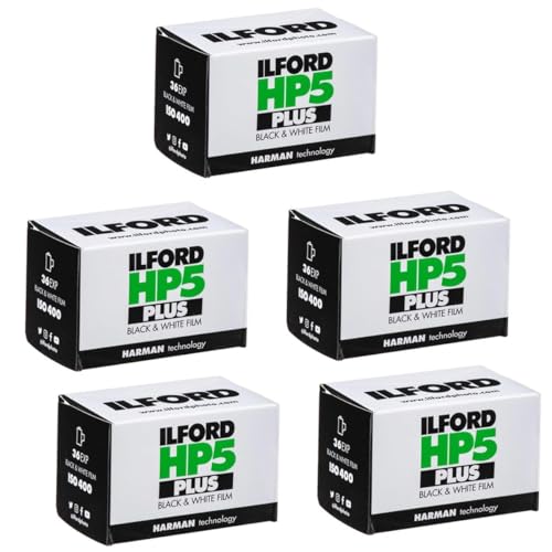 Ilford HP-5 Plus Schwarz-Weiß-Film, ISO 400, 35 mm, 36 Aufnahmen, 5 Stück