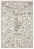 NORTHRUGS In- und Outdoor Teppich 80x150cm - Wetterfest Vintage Muster Orientalisches-Design Läufer Terrassenteppich Balkonteppich Küchenläufer Badteppich Wohnzimmerteppich Wasserfest in Creme Taupe