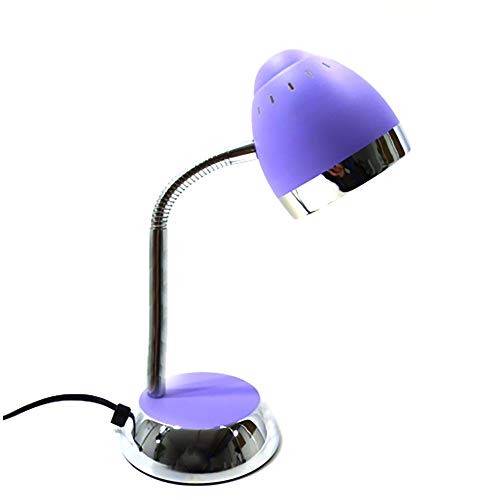 LED-Tisch-Schreibtisch-Leuchte-Lampe TOM, verstellbar, Chrom/violett, H: 36cm, Fuß D:12,5cm, Kopf D: 9,8cm, L:11cm, inklusive LED E14 1x 2,8W, Nachttisch-Lese-Kinder-Leuchte-Lampe (violett)