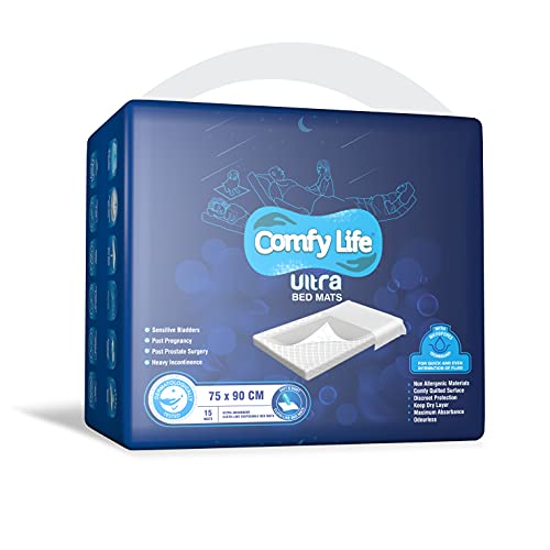 Comfy Life Ultra Bed Mats – Premium Luxus Einweg-Inkontinenz-Bettunterlagen, 75 x 90 cm, große Bettlaken (15 Stück)