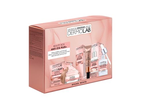 Dermolab Set Beauty Box Anti-Alter Plus Lifting-Effekt, enthält Tagescreme und Hals 50 ml, Augen- und Lippencreme 15 ml, regenerierendes Booster-Serum 30 ml und Clutch