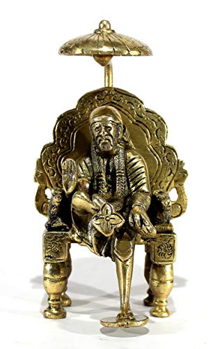 eSplanade Statue von Shirdi Sai Baba mit Stuhl und Chatra Prunkstück 6" Standard Golden