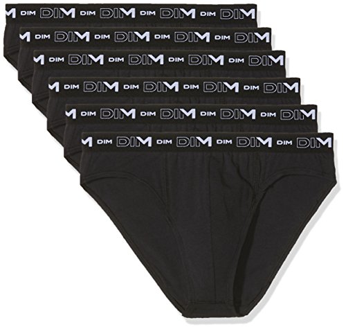 Dim Herren Coton X6 Slip aus Stretch-Baumwolle, 6 Stück, Schwarz (schwarz/schwarz + schwarz/schwarz 0 Hz), L (6er Pack)