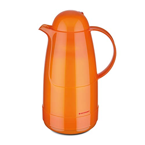 Rotpunkt Isolierkanne 215 1,5 l (Glossy orange) | Doppelwandige Vakuumisolierung | Zweifunktions-Drehverschluss | BPA Frei- gesundes Trinken | Made in Germany | Warm + Kalthaltung | Glaseinsatz