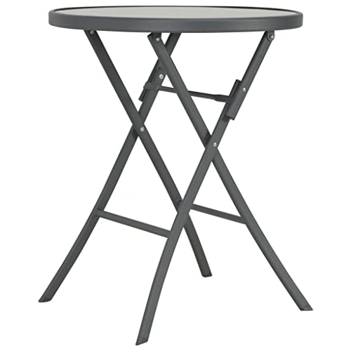 XIAOGUANG Klappbarer Bistrotisch, Stehtisch, Balkontisch, Partytisch, Biertisch, Beistelltisch, Bierkasten Tisch, Grau 60 x 70 cm Glas und Stahl