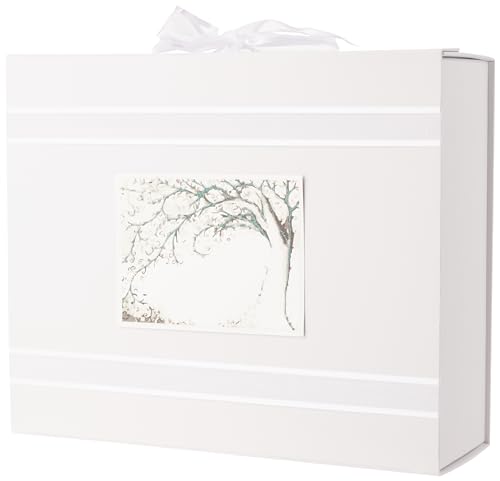 White Cotton Cards Erinnerungsschachtel für offene Baum Design, große., Board, weiß, 27,2 x 32 x 11 cm