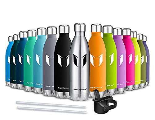 Super Sparrow Trinkflasche/Wasserflasche Doppelwandig Vakuum Isoliert Edelstahl - 750ml - Auslaufsicher Sport Trinkflaschen | Ideale Flasche - BPA-freie Sportkappe mit Standardkappe