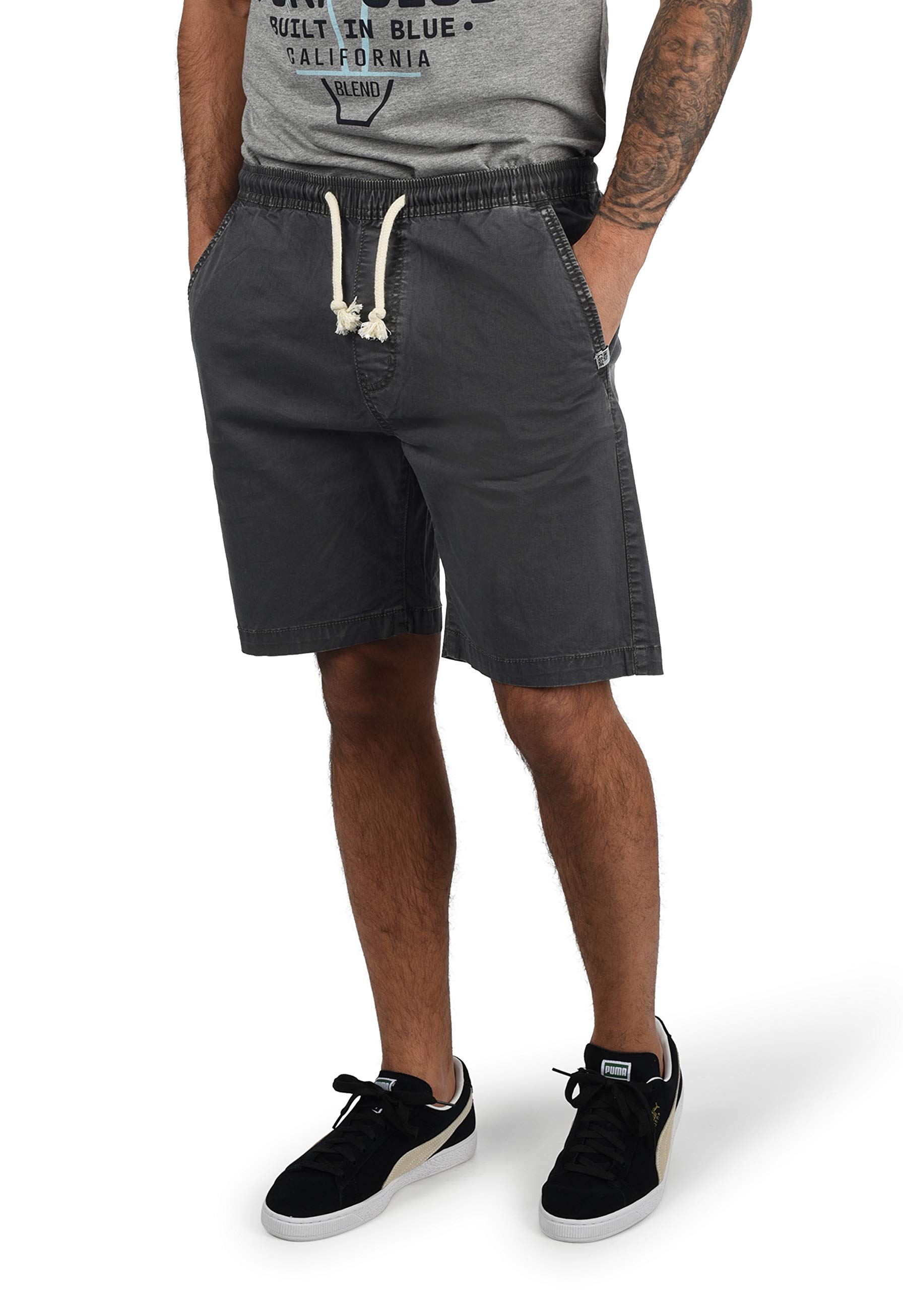 Indicode IDAbbey Herren Chino Shorts Bermuda Kurze Hose mit Stretch Regular Fit, Größe:L, Farbe:Dark Grey (910)