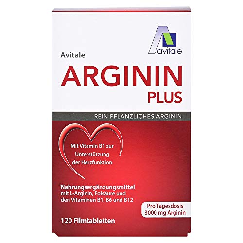 Avitale Arginin plus Tabletten mit rein pflanzlichem Arginin, Vitamin B1, B6, B12 und Folsäure, 1er Pack (1 x 120 Tabletten)