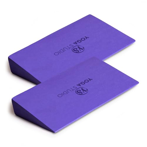 Yoga Studio EVA-Yoga-Keilblöcke, 2 Stück, Schrägbrett, Wadendehner, leichter EVA-Schaum, Mini-Halbkeile, rutschfester Yoga-Keil für Handgelenke und Hände, Violett