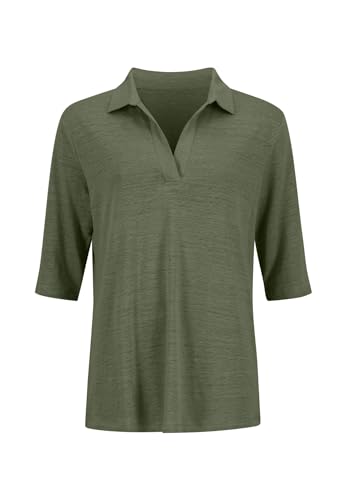 Shirt mit Polo-Kragen Green Olive/M