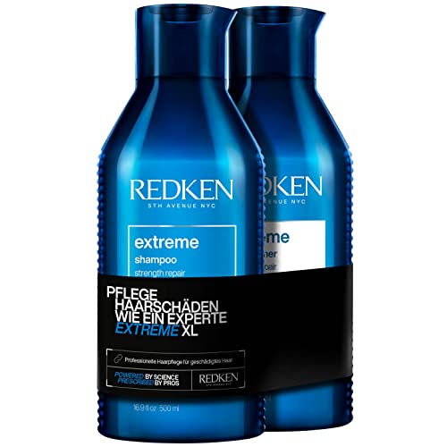 Redken XL Pflegeset für sprödes und geschädigtes Haar, Anti Haarbruch, Mit Interlock Protein Network, Extreme Shampoo 500 ml & Conditioner 500 ml
