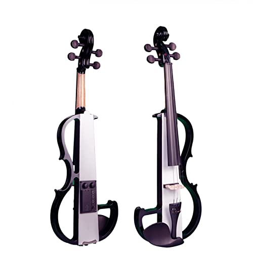 PECY 4/4 Elektrische Geigenset Solidwood Body Black+Weiße Farbe Geige Mit Brasilienwood Bogen+Fall+Brücke Geige