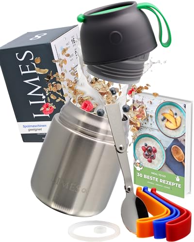 Limes 8® Thermobehälter für Essen - 500ml - Warmhaltebehälter für Speisen - Thermo Lunchbox Edelstahl - Essensbehälter für Babynahrung, Suppen, Müsli to go Speisegefäß