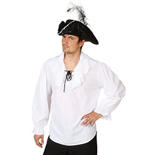 Amakando Piratenhemd weiß Pirat Hemd M 50/52 Piraten Bluse Piratenbluse Herrenhemd Karneval Kostüme Männer Freibeuter Herrenhemd Seeräuber Herrenbluse