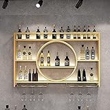 ZJGFCB Moderne Metall-Wand-Wein-Display-Rack, Wand montierte Weinregale, Bareinheit schwimmende Regale, Glasregal-Eisständer Weinhalter mit Regalen, für Zuhause, Restaurant, Bars