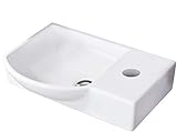 FACKELMANN Waschbecken links Gäste-WC / Waschtisch aus Keramik / Maße (B x H x T): ca. 45 x 10,5 x 32 cm / hochwertiges Becken fürs Badezimmer / Farbe: Weiß / Breite: 45 cm