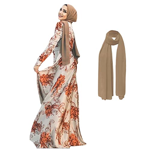 enheng Damen muslimisches Kleid Maxi Kaftan Abaya Kleid islamisches Jilbab Dubai Kleid Langarm ethnischer Stil Gebetskleidung Hijab, D-rot, XXL