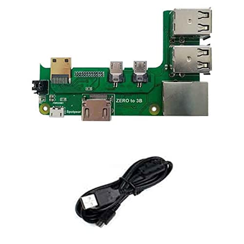 Seufrtyuo For Zero 2W to 3B Interface Adapter Zero to Pi3 Expansion Board Zero Pi0 USB HUB RJ45 (3USB)