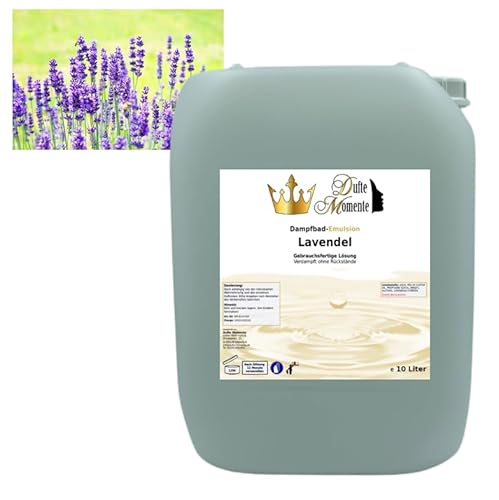 Dampfbad Emulsion Lavendel - 10 Liter - gebrauchsfertig für Dampfbad, Dampfdusche, Verdampferanlagen in Premium Qualität von Dufte Momente