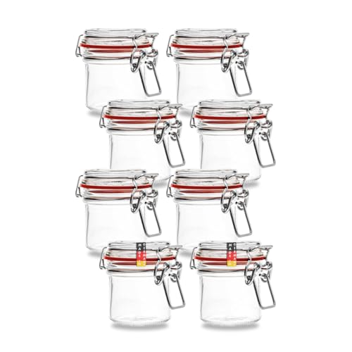 Flaschenbauer- 8 kleine Drahtbügelgläser verwendbar als Einmachglas, zu Aufbewahrung, kleine Gläser zum Befüllen, Leere Gläser mit Drahtbügel