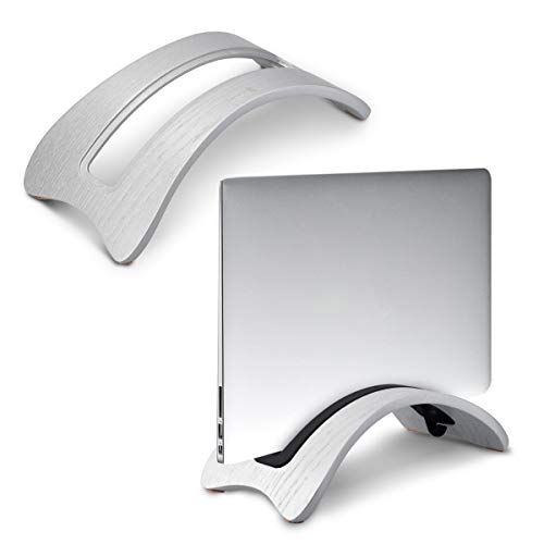 kalibri Laptop Ständer Notebook Stand - Halterung aus Holz 3X Silikoneinsatz für MacBook Air/Pro/Pro Retina/Tablet iPad - Eichenholz Silber