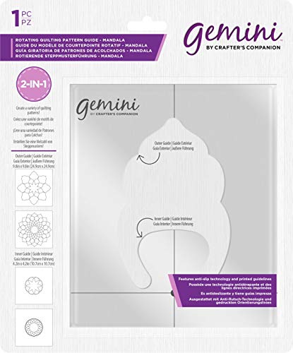 Unbekannt GEM-ROT-QPG1 Gemini – Rotating Quilting Pattern Guide – Mandala, Durchsichtig, Einheitsgröße