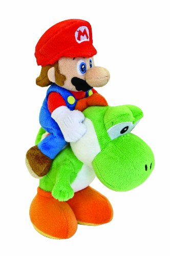 Super Mario Plüschfigur Mario auf Yoshi reitend 21cm