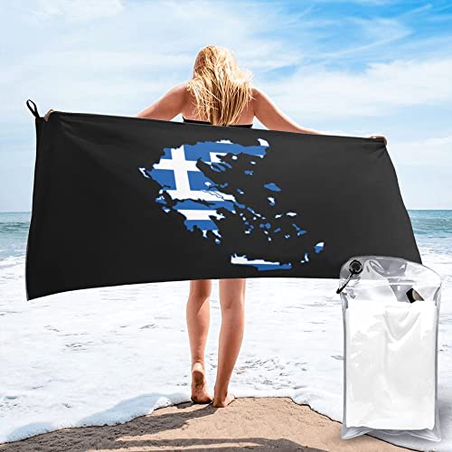 AOOEDM Mikrofaser-Strandtuch mit griechischer Flagge, schnell trocknend, übergroße Handtücher, Decke für Reisen, Pool, Camping