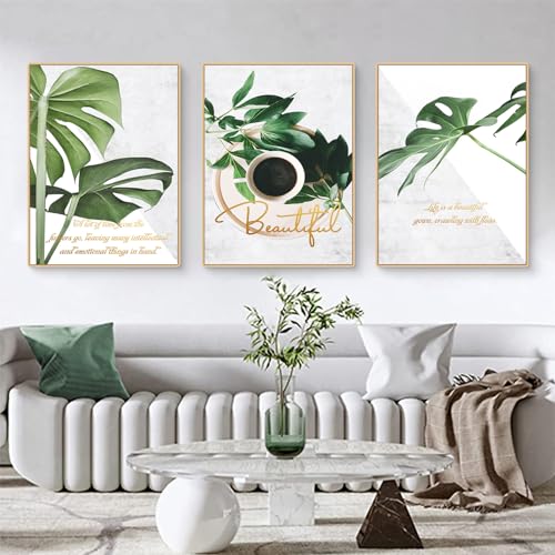 EXQUILEG 3-Piece Premium Poster Set,Aesthetic Wall Pictures,Beige Canvas Pictures Without Frame, Modern Pictures, Wall Decoration for Living Room, Canvas Art Poster (50x70cm)