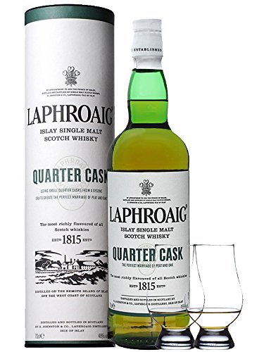 Laphroaig Quarter Cask Islay Single Malt Whisky 0,7 Liter + 2 Glencairn Gläser