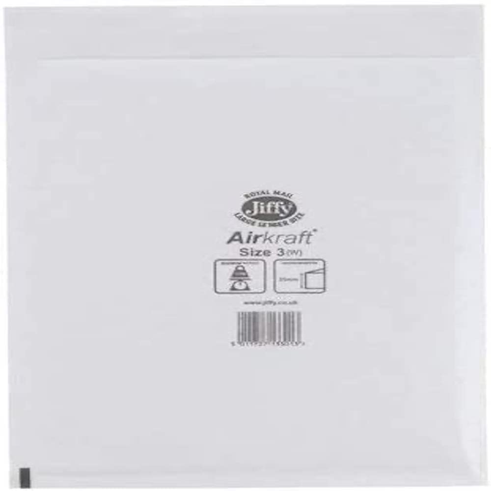 Jiffy Airkraft Versandtaschen für Karteien (Größe 3, 220 x 320 mm), 50 Stück weiß
