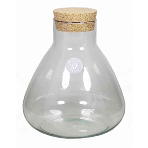 INNA-Glas Glasflasche Peppa, mit Korkdeckel, Kegel - Rund, klar, 26,5cm, Ø 9cm - Ø 22,5cm - Aufbewahrungsglas - Deko Flasche