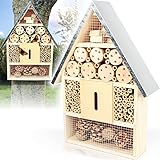 Insektenhotel aus Holz mit Metalldach naturbelassen Insekten Haus für Verschiedene Fluginsekten Schmetterlinge (Insektenhotel, 6 Brutkammern groß, 43382)