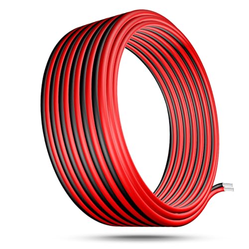 16AWG Elektrischer Kabel Silikonkabel 1.3 mm² Hook-up Wire Insgesamt [10 Meter rot und 10 Meter schwarz ] Kupferdraht Hohe Temperaturbeständigkeit 200 Celsius 600V
