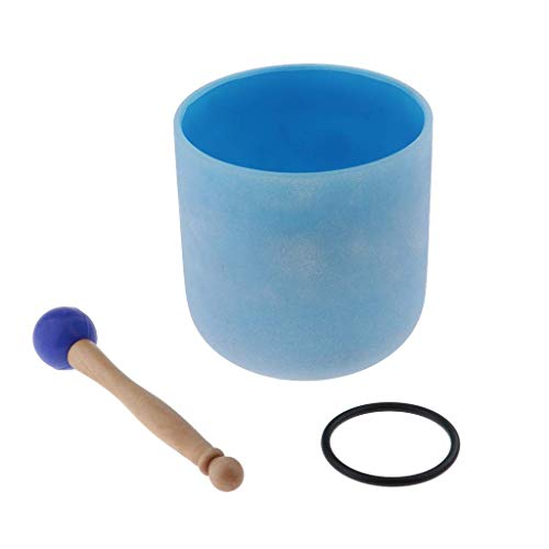Tubayia 7 Zoll C Key Quarzkristall Klangschale Singing Bowl Percussion Musikinstrument (Blau)
