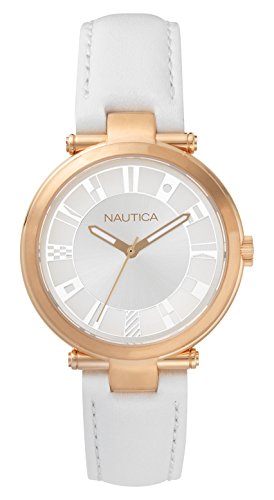 Nautica Damen Analog Quarz Uhr mit Leder Armband NAPFLS003