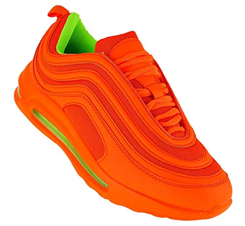Bootsland Neon Turnschuhe Sneaker Sportschuhe Luftpolstersohle Herren 089, Schuhgröße:45, Farbe:Orange