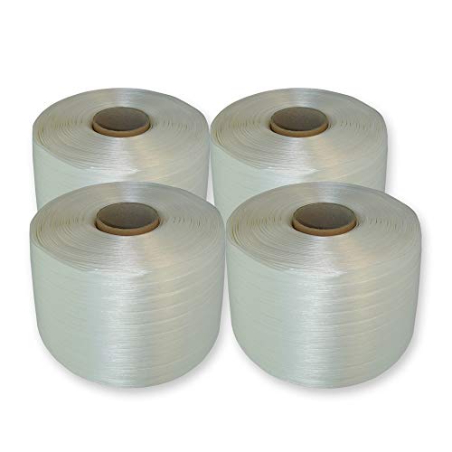 4 Rollen Polyester-Umreifungsband 13 mm, 400 m, bis 375 kg reißfest, Ballenpressenband für Papierpressen