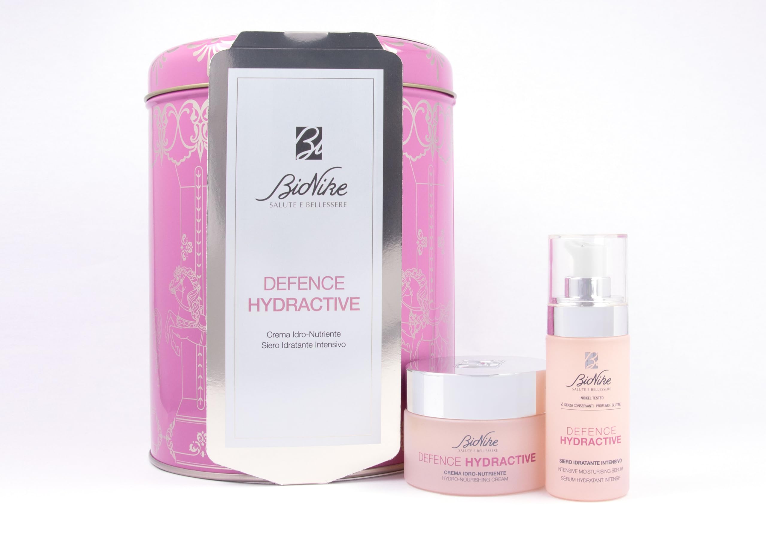 BioNike Geschenkset für Damen Defence Hydractive – Hydro-Nährende Gesichtscreme 50 ml und Intensives Feuchtigkeitsserum 30 ml für empfindliche und trockene Haut