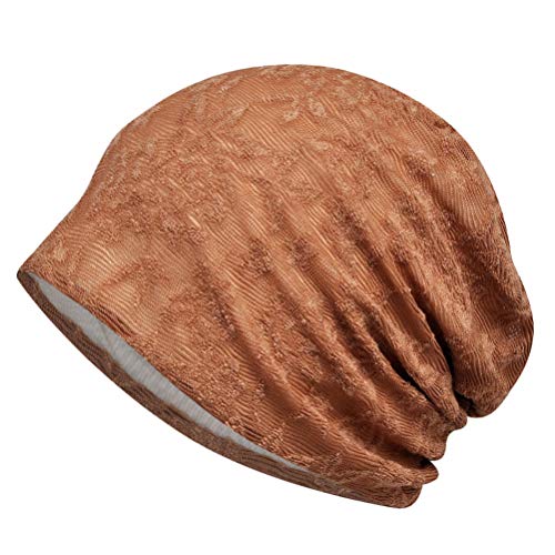 PRETYZOOM Chemo Hut Krebspatienten Schlafen Nachtmütze Hut Baumwolle Haar Turbane Mütze Nacht Kopfbedeckung Haarausfall Hut für Frauen (Dunkles Khaki)